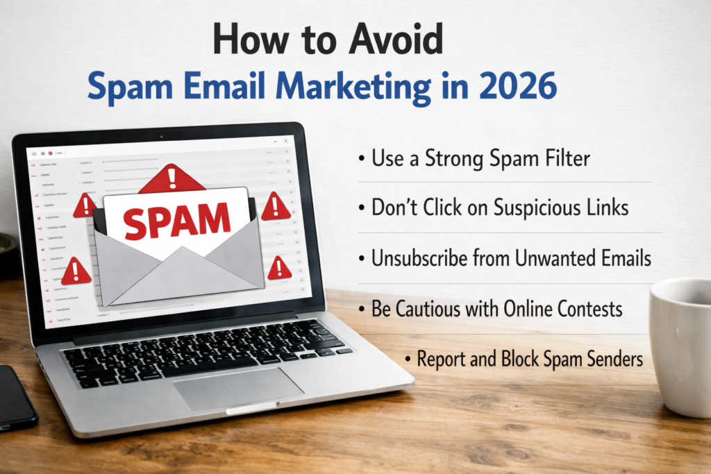 how to avoid spam email marketing 2026 clean inbox concept