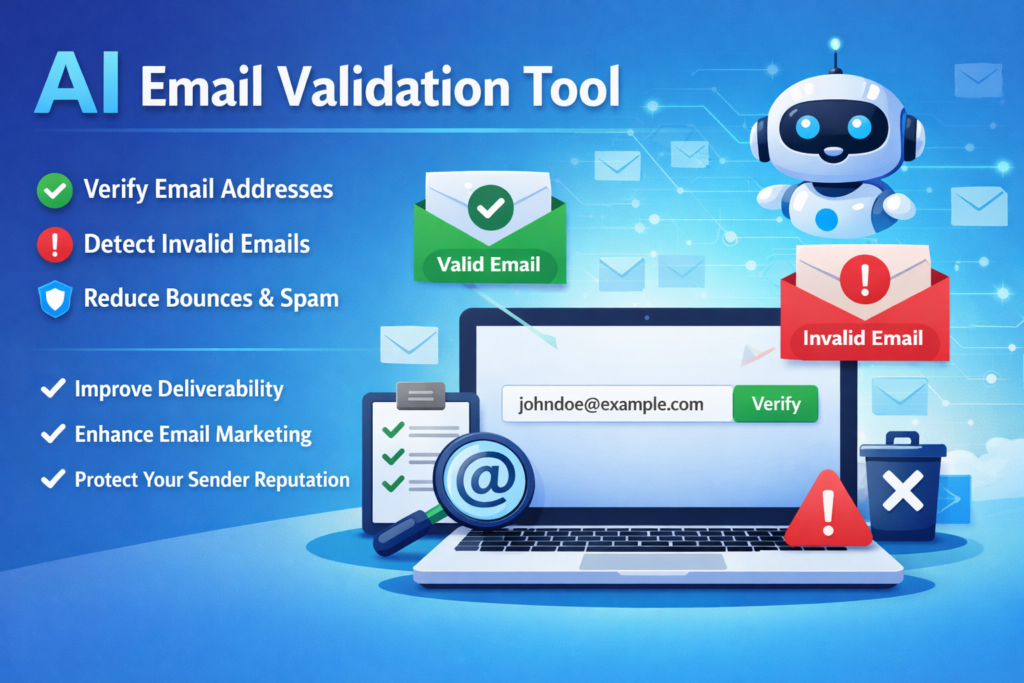 AI Email Validation Tool dashboard analyzing email list