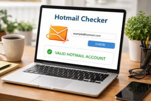 Hotmail checker tool verifying email addresses with validation results