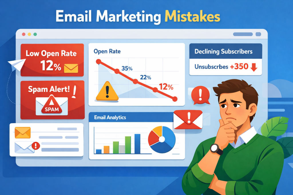 common email marketing mistakes affecting open rates and engagement