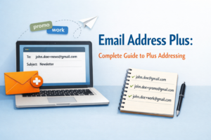 plus addressing example showing email variations and inbox organization