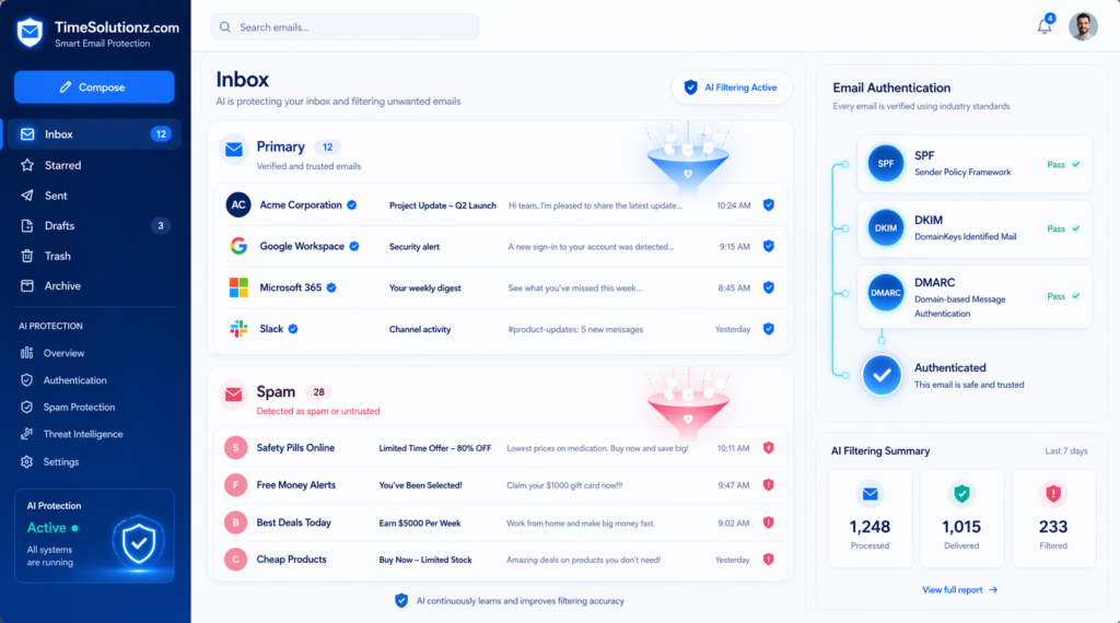 how to fix cold emails going to spam with email authentication and inbox filtering illustration