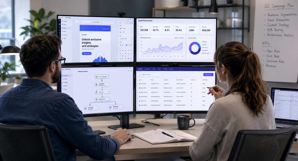 email developer and marketing operations specialist working on email campaign analytics dashboard