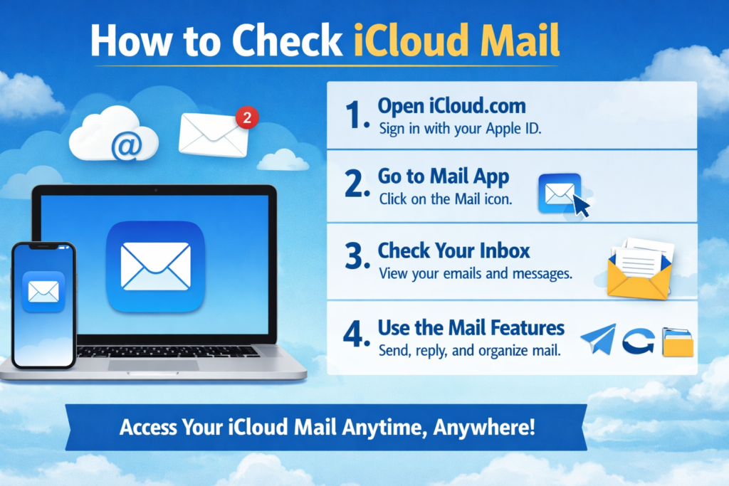 checking iCloud mail on phone and laptop devices