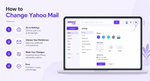 User changing Yahoo Mail password on laptop with security lock icon