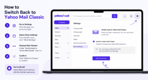 Comparison of Yahoo Mail Classic and modern Yahoo Mail interface on screen
