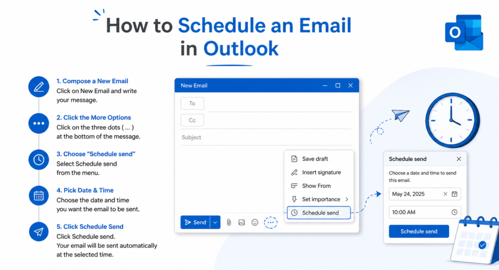 How to schedule an email in Outlook step by step