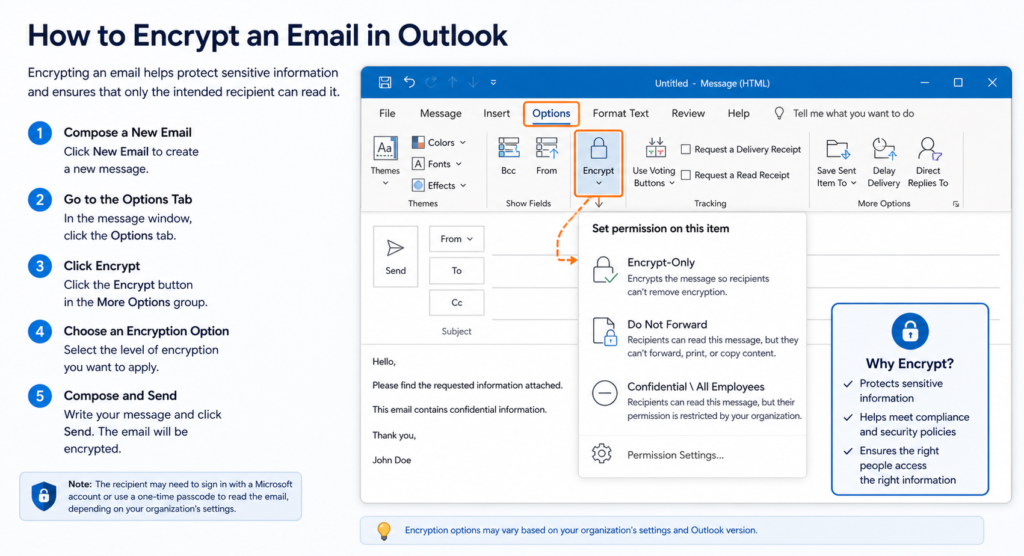How to encrypt email in Outlook step by step guide