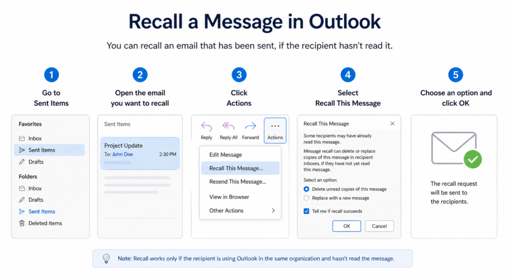 ow to recall a message in Outlook step by step guide