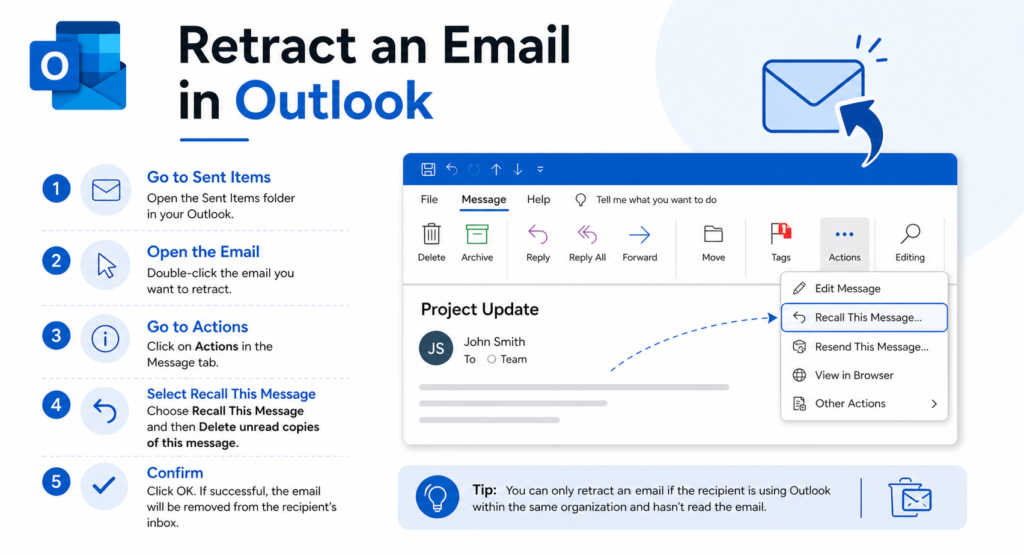 How to retract an email in Outlook step by step guide